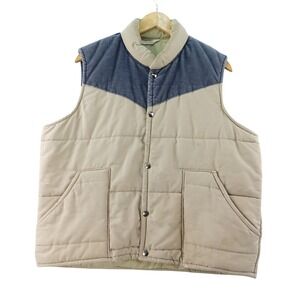 Vintage 70s Big Yank Sport Abouts Vest Mens L Snap Button‎ Padded Quilted Jacket